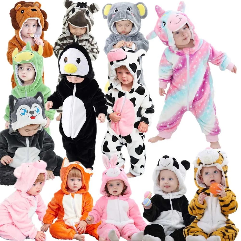 Одежда Для новорожденных девочек, комбинезоны с капюшоном с мультяшными животными, зимние детские пижамы, комбинезоны, детская пижама, пижамы для новорожденных, детские пижамы