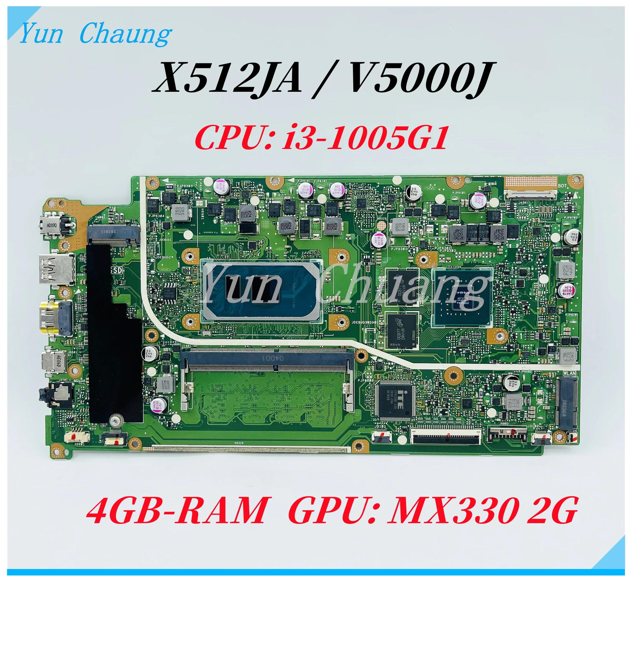Материнская плата X512JA Для Asus VivoBook X512J X512JA V5000J X512JP V5000JP Материнская плата Ноутбука С процессором i3-1005G1 MX330 GPU 4 ГБ оперативной памяти