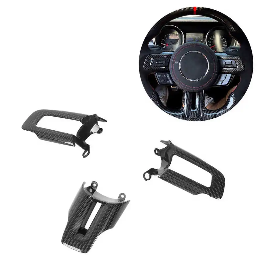 3шт Глянцевая накладка кнопки управления рулевым колесом из углеродного волокна, пригодная для Ford Mustang 2015-2022