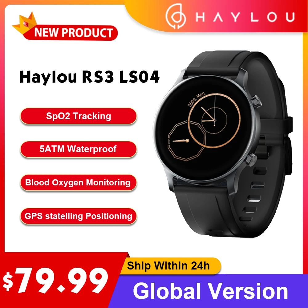 Haylou RS3 Смарт-Часы Мужские Женские LS04 Bluetooth 5,0 GPS 5ATM Водонепроницаемые Спортивные Часы Пульсометр Монитор Содержания Кислорода В Крови Умные Часы