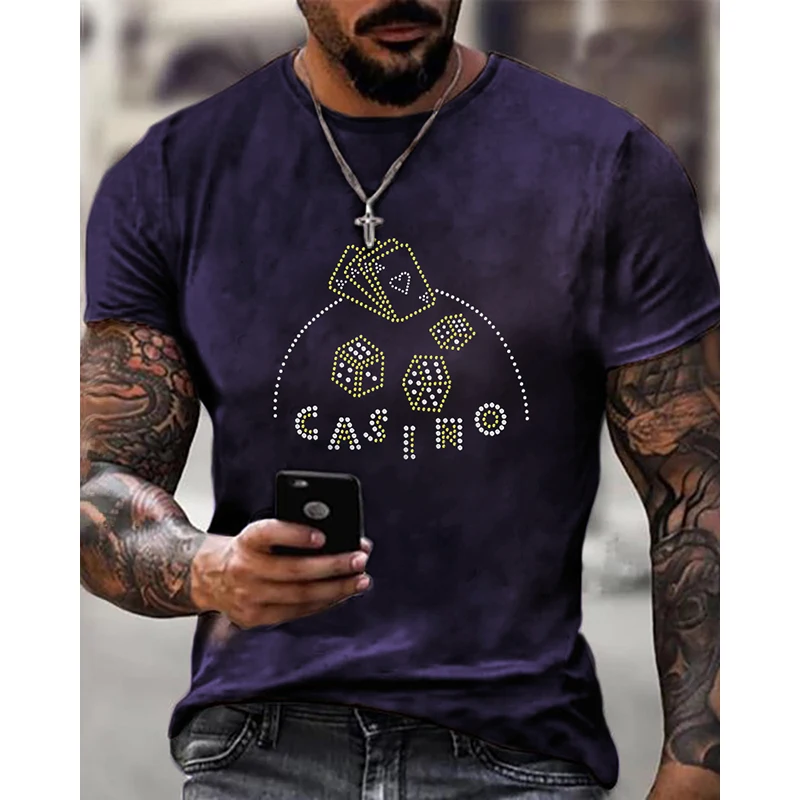 Высококачественная модная мужская одежда, футболка оверсайз y2k Poker, дизайнерские топы со стразами и коротким рукавом, домашние повседневные уличные футболки