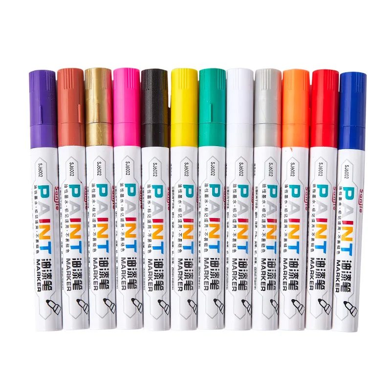 12-цветная маркерная ручка для рисования Белая водонепроницаемая автомобильная шина CD Металлический маркер для перманентной краски Масляный маркер для рисования своими руками