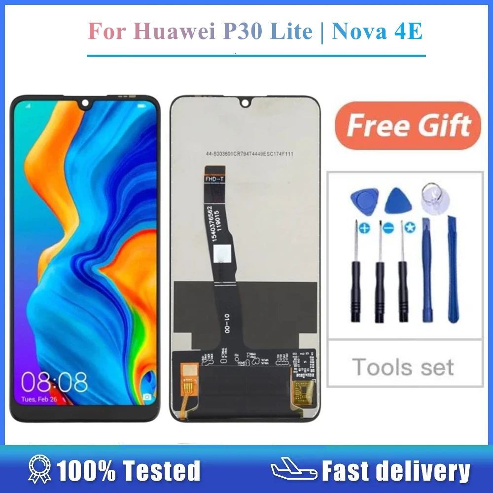 Совместим с Huawei P30 Lite Nova 4E MAR-LX1 AL01 ЖК-дисплей с сенсорным экраном в сборе, запасная часть для смартфона