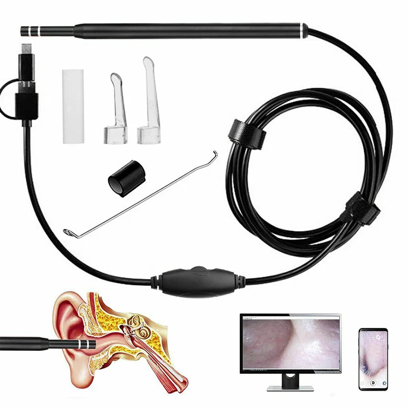 HD Кабель Визуальный инструмент для чистки ушей Отоскоп Уход за здоровьем ушей USB Эндоскоп для чистки ушей Наборы для удаления восковых палочек Новые