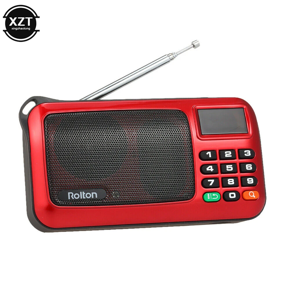 Портативное радио Rolton Mini FM, динамик, Музыкальный Mp3-плеер, TF-карта, USB для ПК, телефона iPod Со светодиодным дисплеем и контрольной лампой фонарика