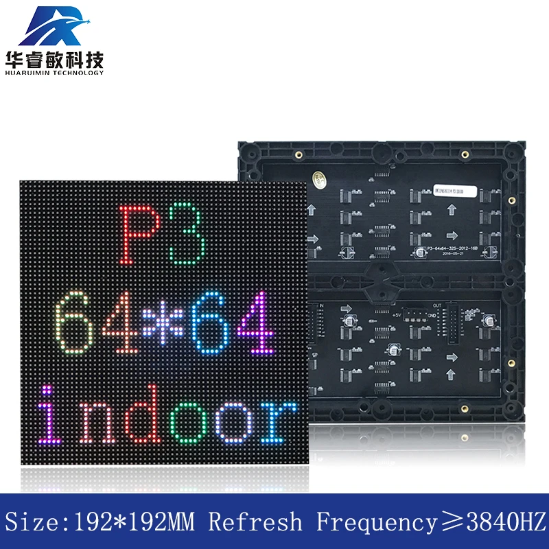 Внутренний светодиодный дисплейный модуль P3 192*192 мм 1/32 сканирования SMD RGB 64*64 пикселей полноцветный светодиодный дисплей
