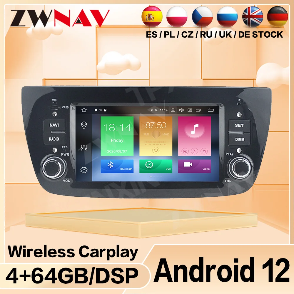 Android 12 Carplay Для Fiat Doblo 2010 2011 2012 2013 2014 2015 Радио Bluetooth Автоэкран Стерео Автомобильный Мультимедийный Центр