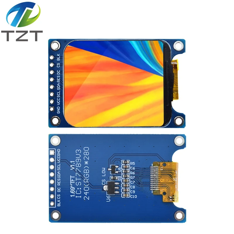 1,69-дюймовый 1,69-дюймовый цветной TFT-дисплей с модулем HD IPS LCD LED-экран 240X280 Интерфейс SPI Контроллер ST7789 для Arduino