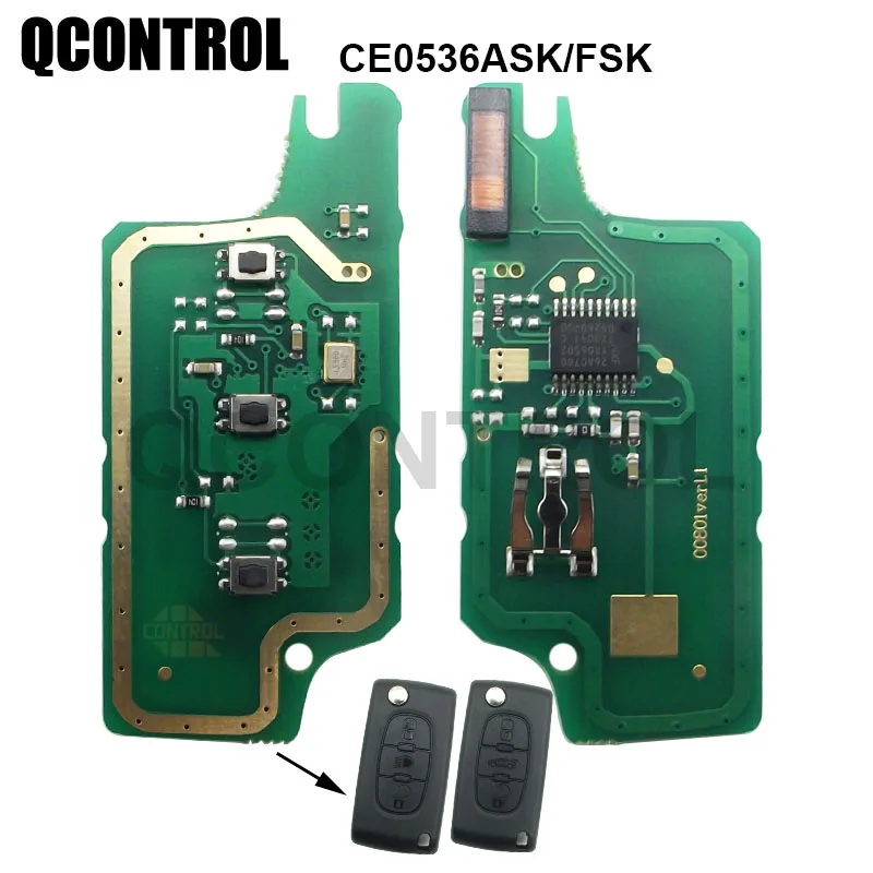 Печатная плата дистанционного ключа автомобиля QCONTROL Vehicl 433 МГц для PEUGEOT 207 208 307 308 408 Partner ID46 (CE0536 ASK/FSK, 3 кнопки)