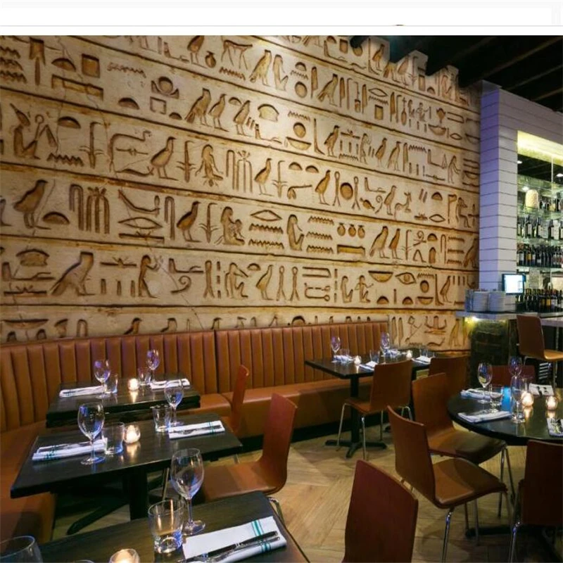фреска papel de parede para quarto Обои на заказ Классические ретро египетские иероглифы бар ресторан фрески гобелены