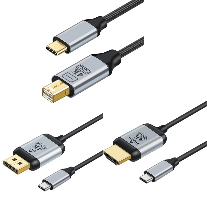 1,8 М 6 ФУТОВ Кабель USB C к DisplayPort 4K DP Type C 3,1 Thunderbolt к Mini DP HDMI-Совместимый Для MacBook Pro Samsung S21 Huawei