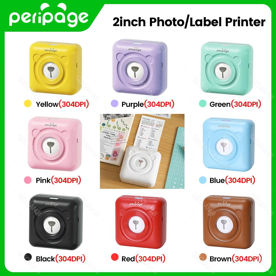 9 Цветов Peripage A6 304 Точек на дюйм Мини-Фотопринтер Notes Sticker Label Печатная Машина Bluetooth Портативный Беспроводной Принтер Маркер
