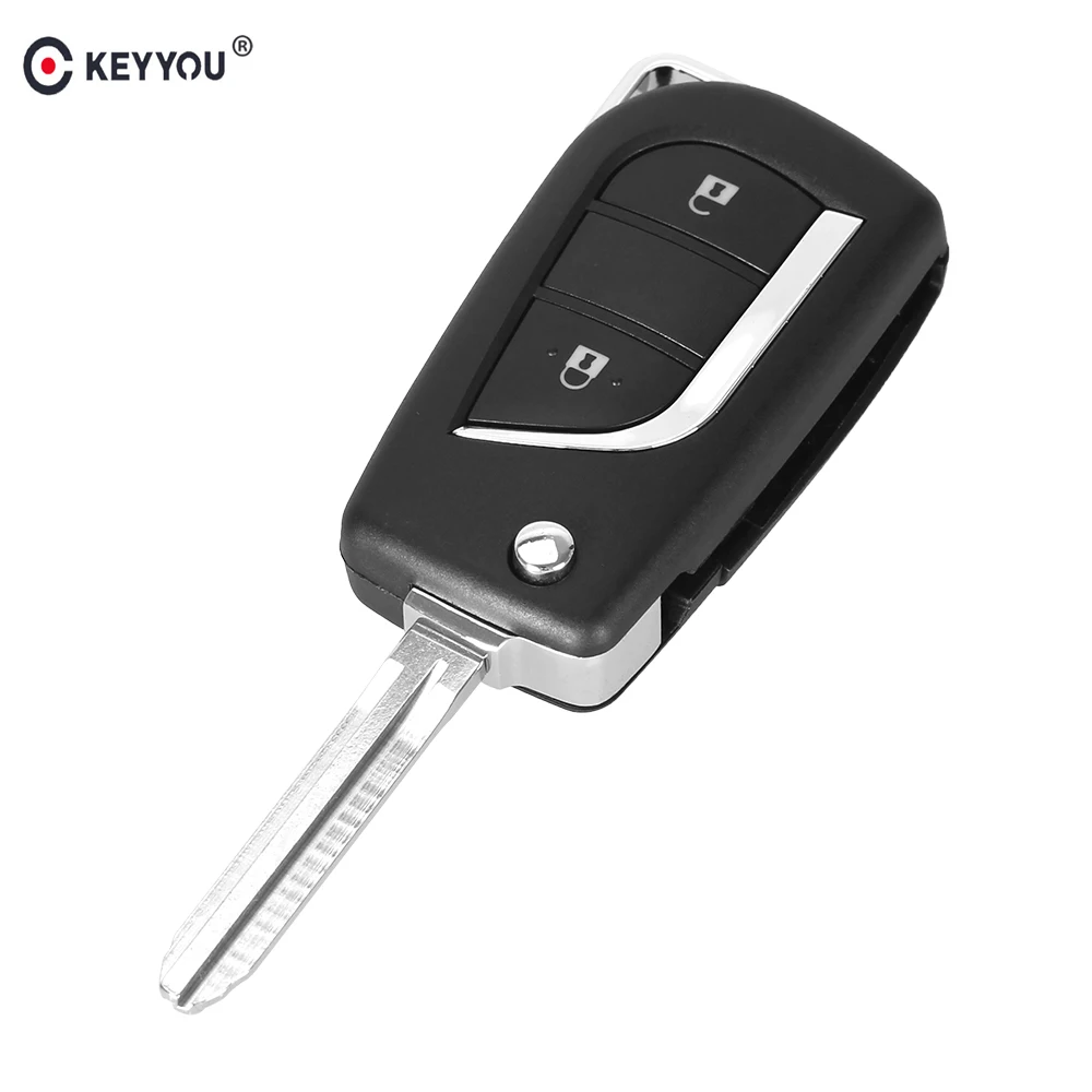 KEYYOU 2 Кнопки Складной Флип корпус дистанционного ключа Чехол для ключей автомобиля Пустой для Toyota RVA4 Camry Авто Брелок с необрезным лезвием Toy43