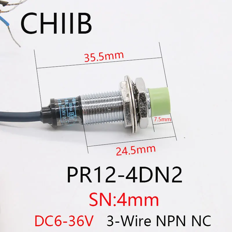 Металлический датчик приближения CHIIB Датчик PR12-4DN2 Трехпроводной NPN NC DC 24V расстояние 4 мм