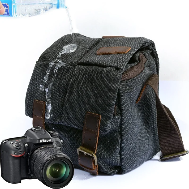 Новая холщовая сумка, мужская и женская сумка через плечо, сумка для фотосъемки в стиле ретро, водонепроницаемая сумка для микро-зеркальной камеры, влагостойкая сумка для фотоаппарата