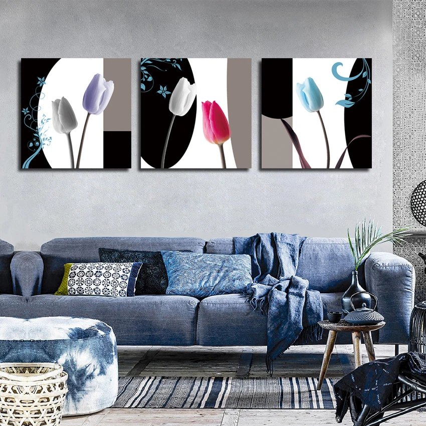 Плакаты для дома в скандинавском стиле, современное искусство, Цветы, Свежий цвет, Тюльпан, холст, Модульные настенные картины для гостиной