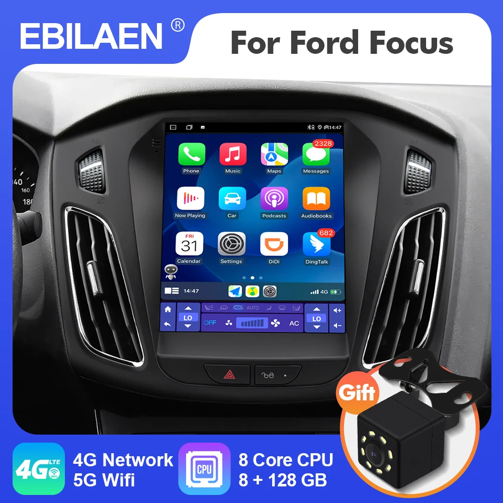 EBILAEN Android 12 В Стиле Tesla с Вертикальным Экраном Автомобильный Радио Мультимедийный Плеер для Ford Focus 3 2012-2017 Навигация Carplay 4G 2Din