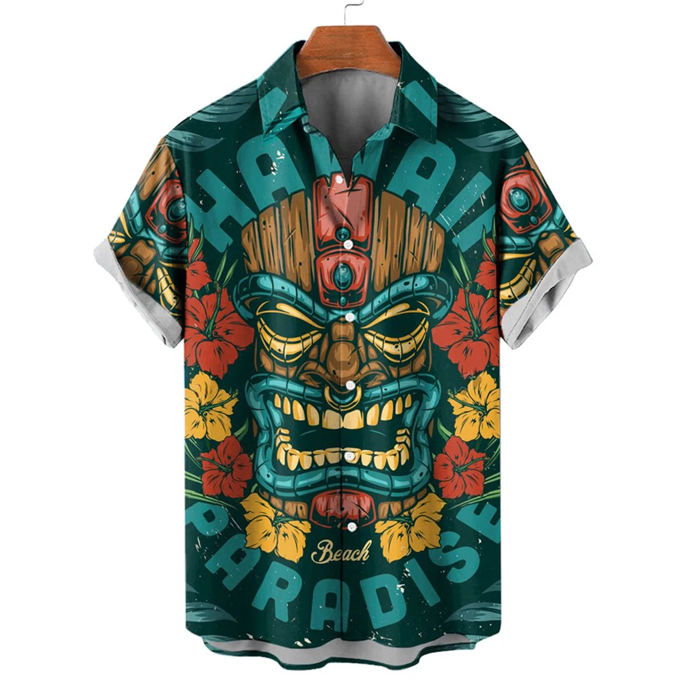 Летняя гавайская рубашка для мужчин Maya с 3D принтом, модные мужские рубашки оверсайз, уличная пляжная блузка с коротким рукавом, дышащий топ