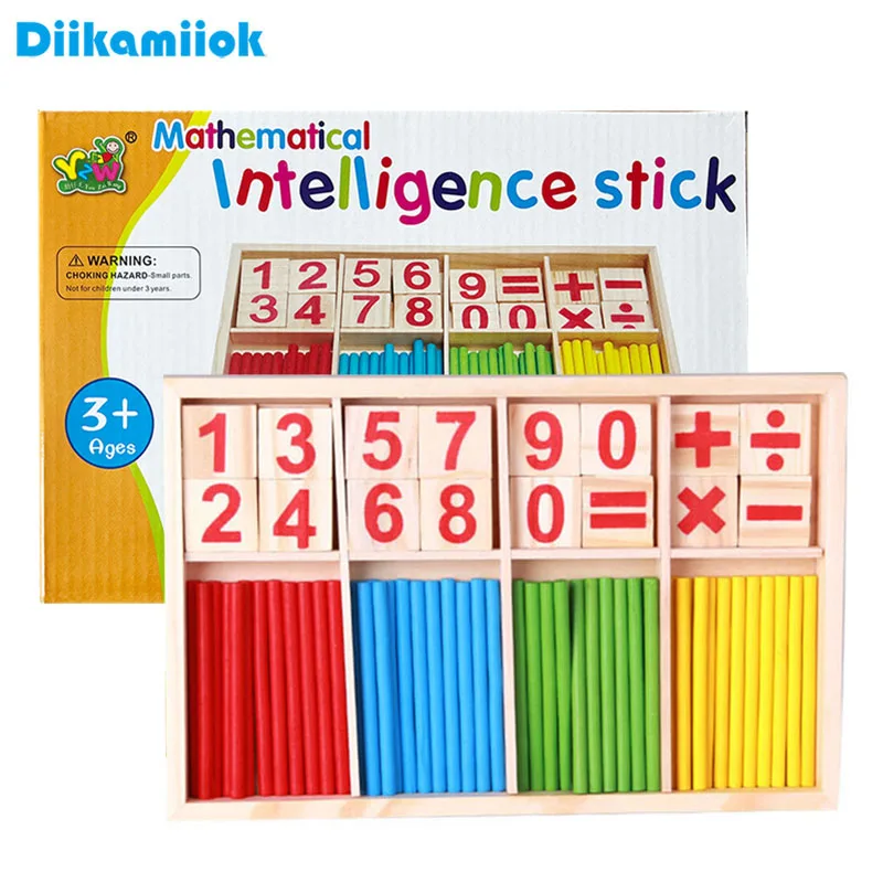Детские Деревянные математические игрушки для детей Монтессори Развивающие Обучающие палочки для подсчета чисел Учебные пособия по математике в детском саду