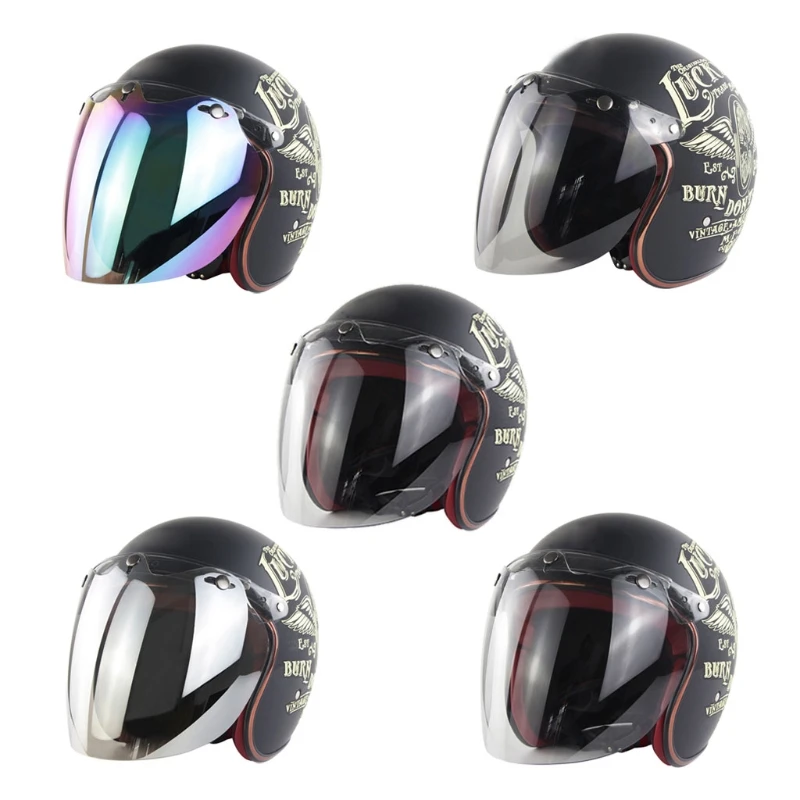 Мотоциклетный Шлем Bubble Visor с 3 Защелками, Открытый Лицевой Козырек Шлема с ПК-Линзой, Подарок для Любителей Мотоциклов
