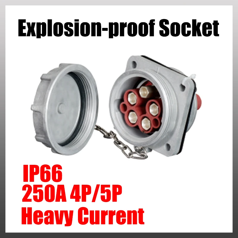 Сильноточная Водонепроницаемая и взрывозащищенная Розетка IP66 250A 4P 5P 380V 690V Международного стандарта с Большим Усилителем