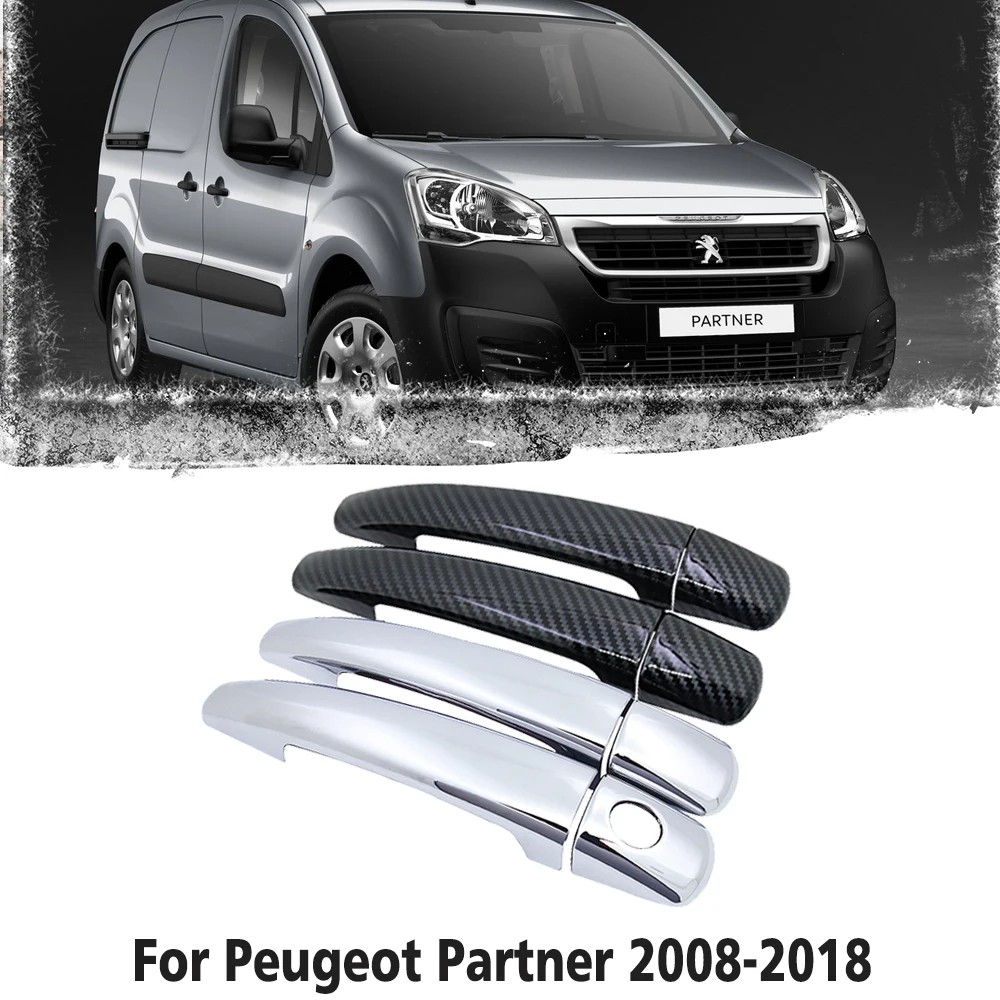 Черная автомобильная ручка из углеродного волокна или ABS Хромированная крышка дверных ручек для Peugeot Partner 2008 ~ 2018 Автомобильные аксессуары для укладки 2009 2010