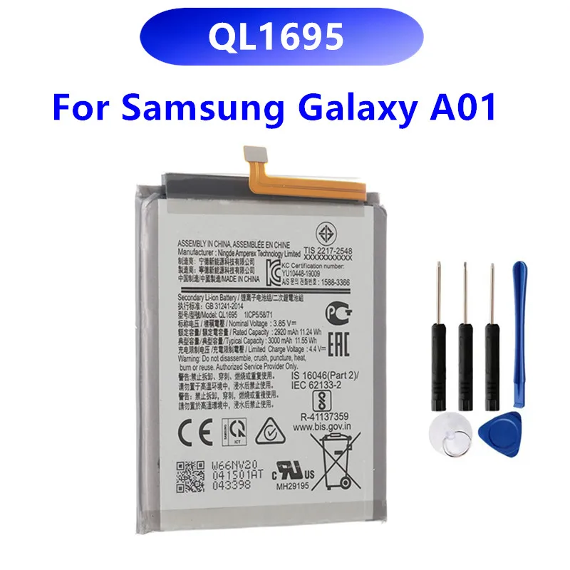 QL1695 Оригинальный Аккумулятор для Samsung Galaxy A01 A015F A015G A015M SM-A015F 3000 мАч + Бесплатные инструменты