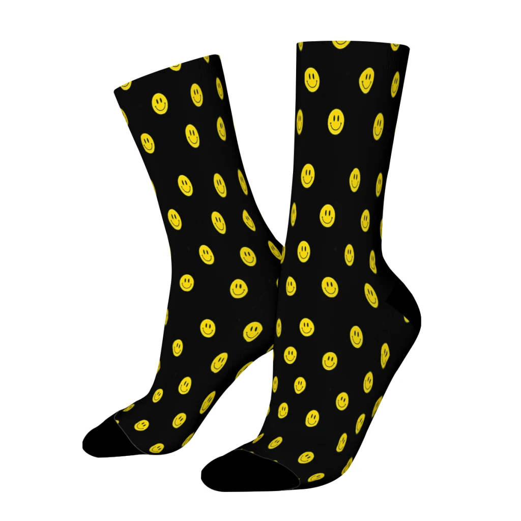 Черные прямые носки Tiny Happy Face Мужские женские весенние чулки из полиэстера в стиле хип-хоп