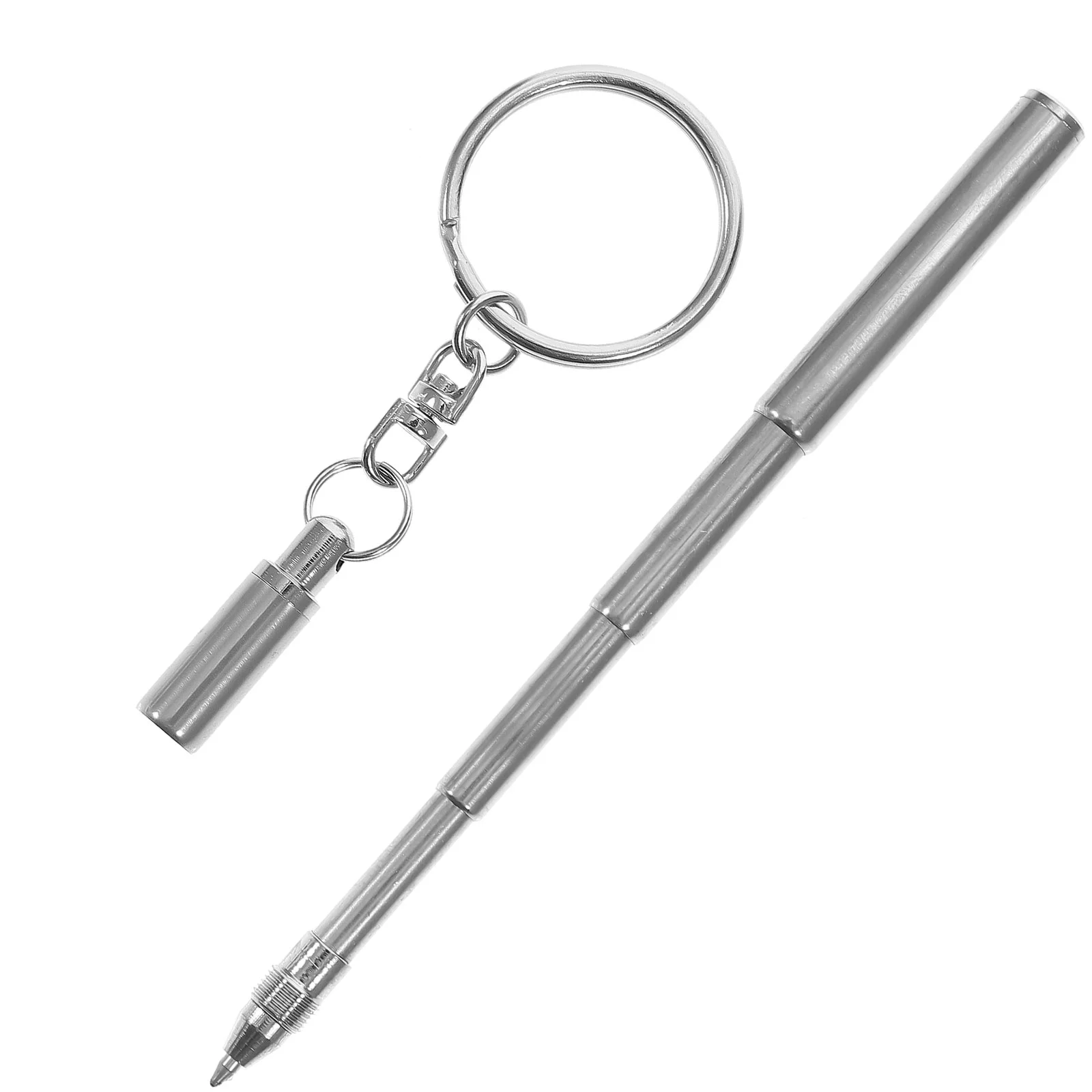 Брелок для ручек, Мини-шариковая ручка, кольцо для ключей, выдвижная Телескопическая Металлическая ручка-роллер для письма, Офисная ручка из нержавеющей карманной стали