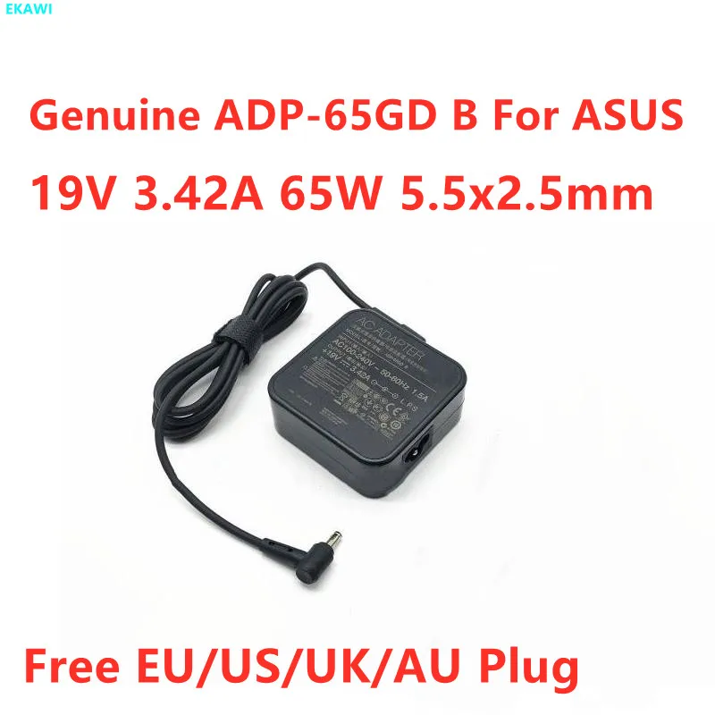Подлинный 19V 3.42A 65W 5.5x2.5mm ADP-65GD B Адаптер переменного Тока Для ASUS A42F A52F K52F K46CA X450 X550C X550V Y481C Зарядное Устройство Для ноутбука
