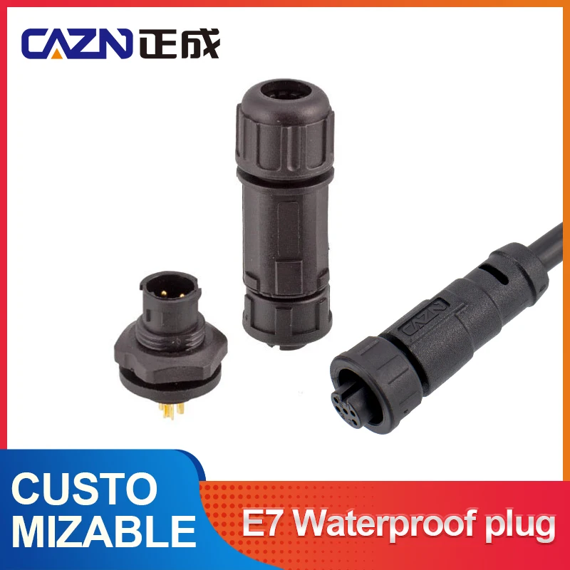CAZN E7 маленький водонепроницаемый штекер 2 3 4 5 6 жильный водонепроницаемый разъем IP67 7/16 американского стандарта с защелкивающейся розеткой