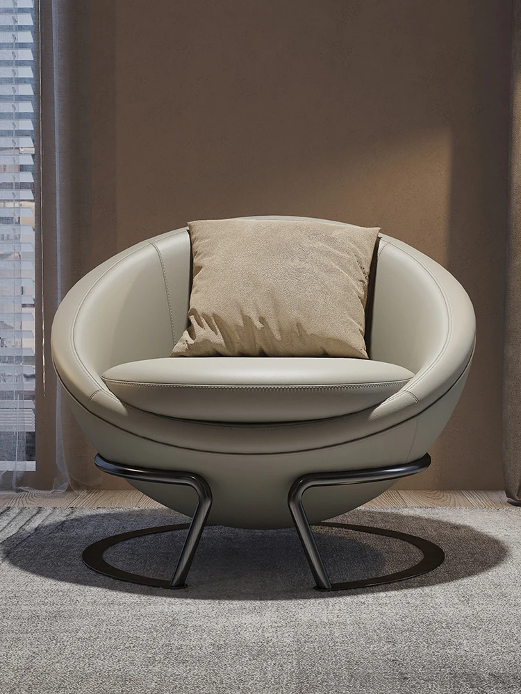 Кожаное кресло-полусфера, современная минималистичная гостиная, круглое кресло от пола до потолка, кресло-диван для отдыха для одного человека