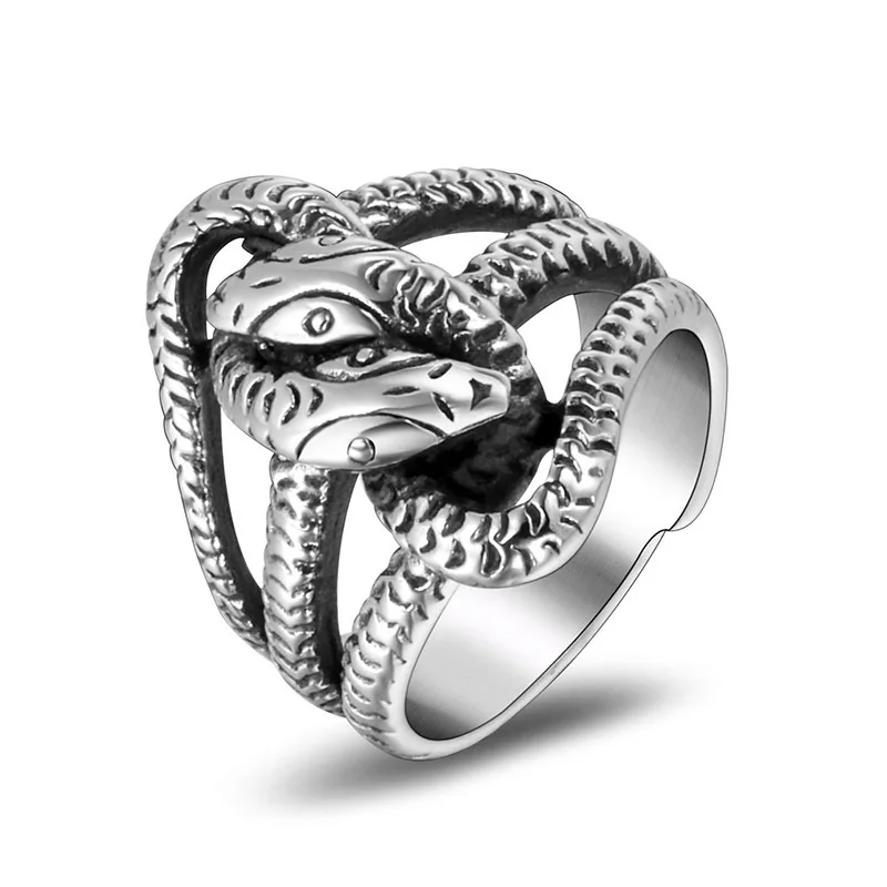 Мужская Женская Винтажная нержавеющая сталь, готическая Гидра, Медуза, Змеиное кольцо, панк-рок, ювелирный браслет с животными, подарок на палец, бесплатная доставка