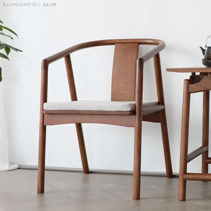 Новый стул в китайском стиле, современный обеденный стул для домашнего ресторана из массива дерева, откидывающийся гостевой коммерческий обеденный стол, кольцевой стул