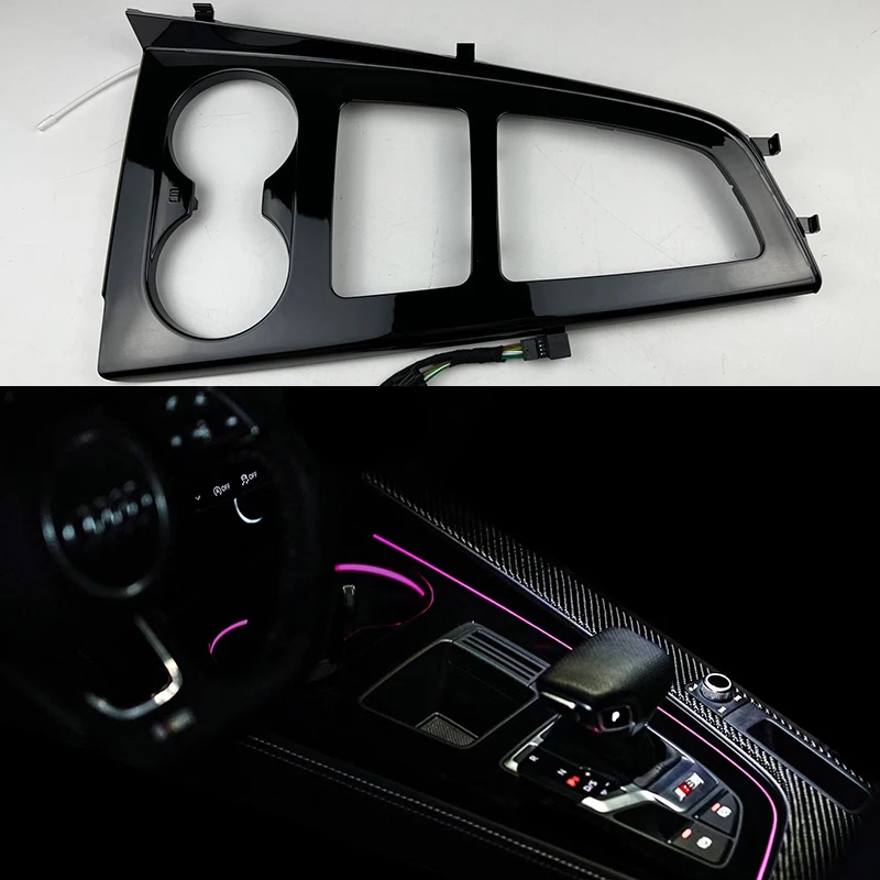 Для Audi A4 A5 B9 Внутреннее Центральное Освещение Ящик для хранения панели передач Лампа Глянцево-черная светодиодная отделка центрального управления Рассеянным Светом