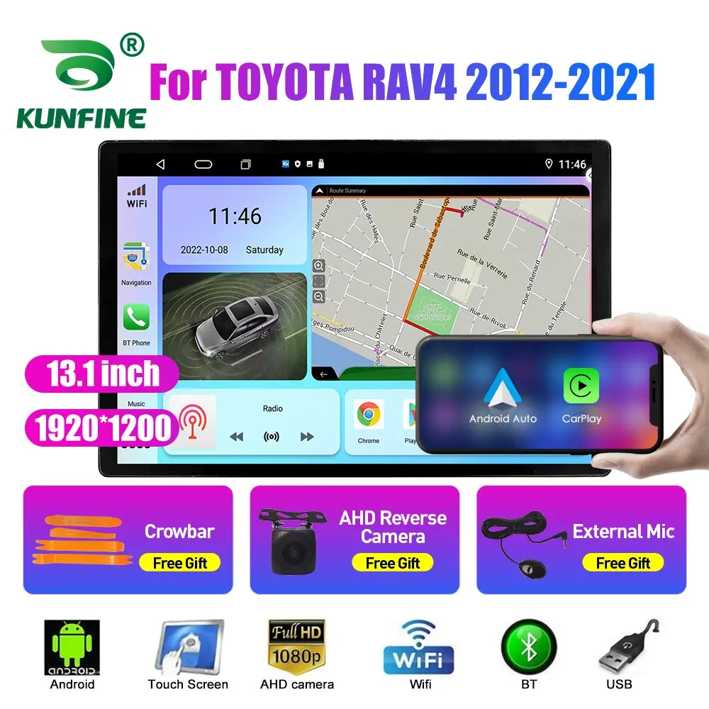 13,1-дюймовое автомобильное радио для TOYOTA RAV4 2012 2013-2021 Автомобильный DVD GPS Навигация Стерео Carplay 2 Din Центральный мультимедийный Android Auto