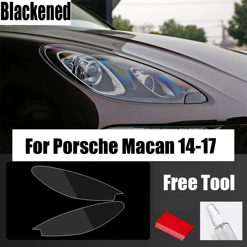 Для Porsche Macan 2014-2021 Внешние Аксессуары Автомобильная защитная пленка для фар из ТПУ, Затемненная Прозрачная передняя светодиодная наклейка