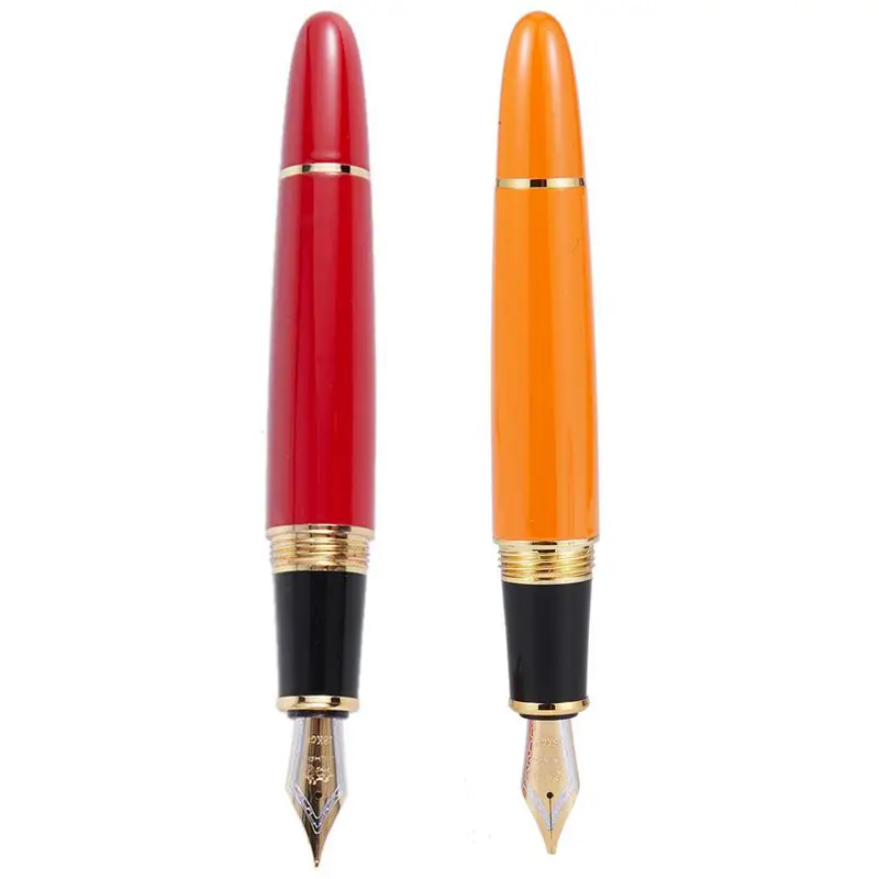 JINHAO 2шт 159 18KGP Перьевая ручка средней ширины 0,7 мм, бесплатная офисная перьевая ручка в коробке - красный и оранжевый
