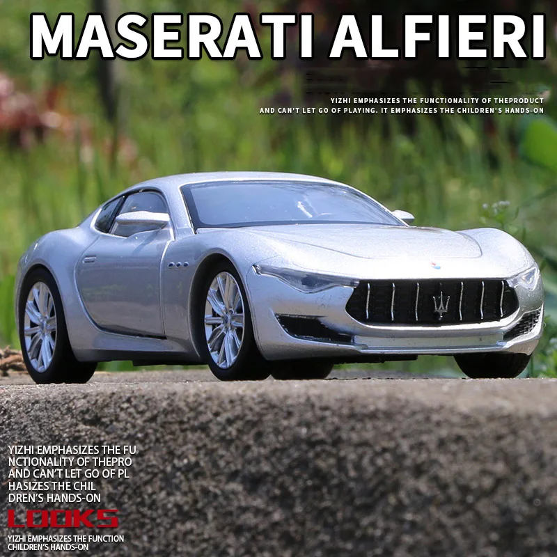 Модель спортивного автомобиля Maserati Alfieri из сплава 1: 32, имитация металлических игрушечных транспортных средств, модель автомобиля, коллекция звука и света, подарок для детей
