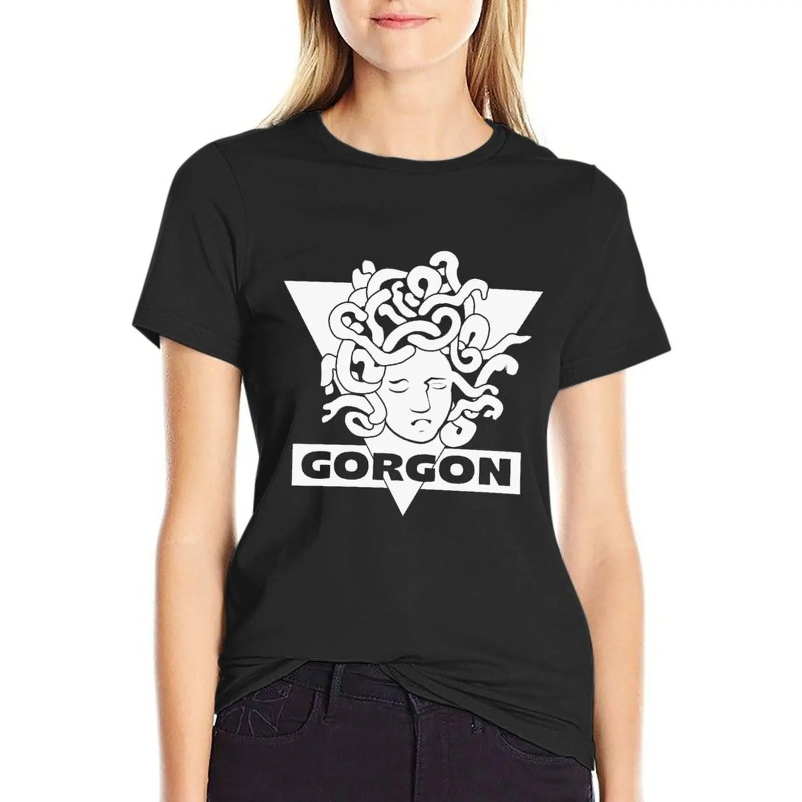 007 - Футболка Gorgon, летний топ, винтажная одежда, футболки, футболки с графическим рисунком, женское платье-футболка с графическим рисунком