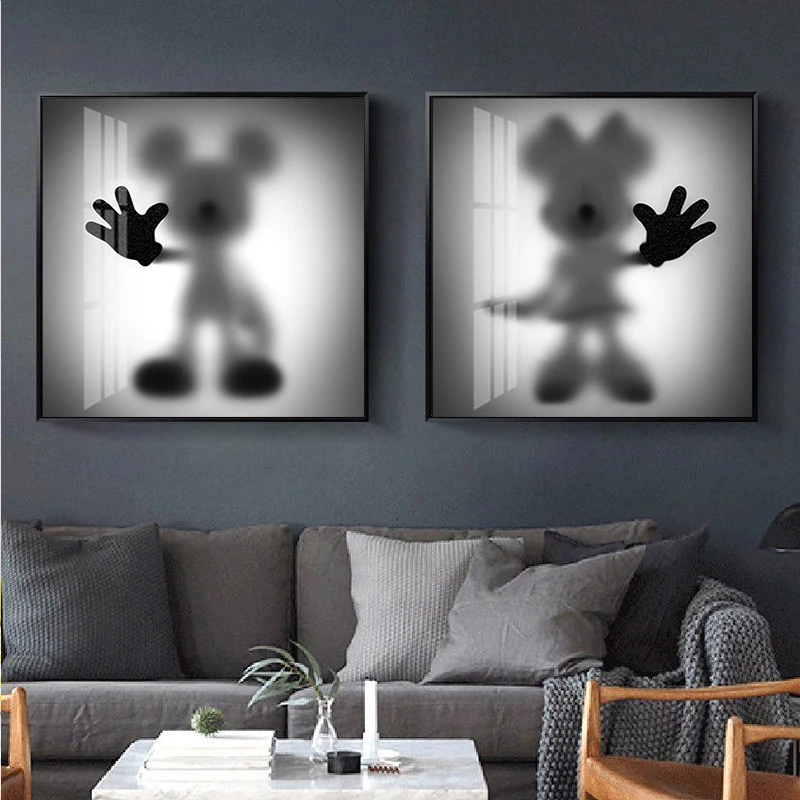 Картины Disney ArtCanvas, такие как Плакаты с мультфильмами о Дыме и черно-белые Фотографии Минни, Украшение дома Гостиной Куадроса