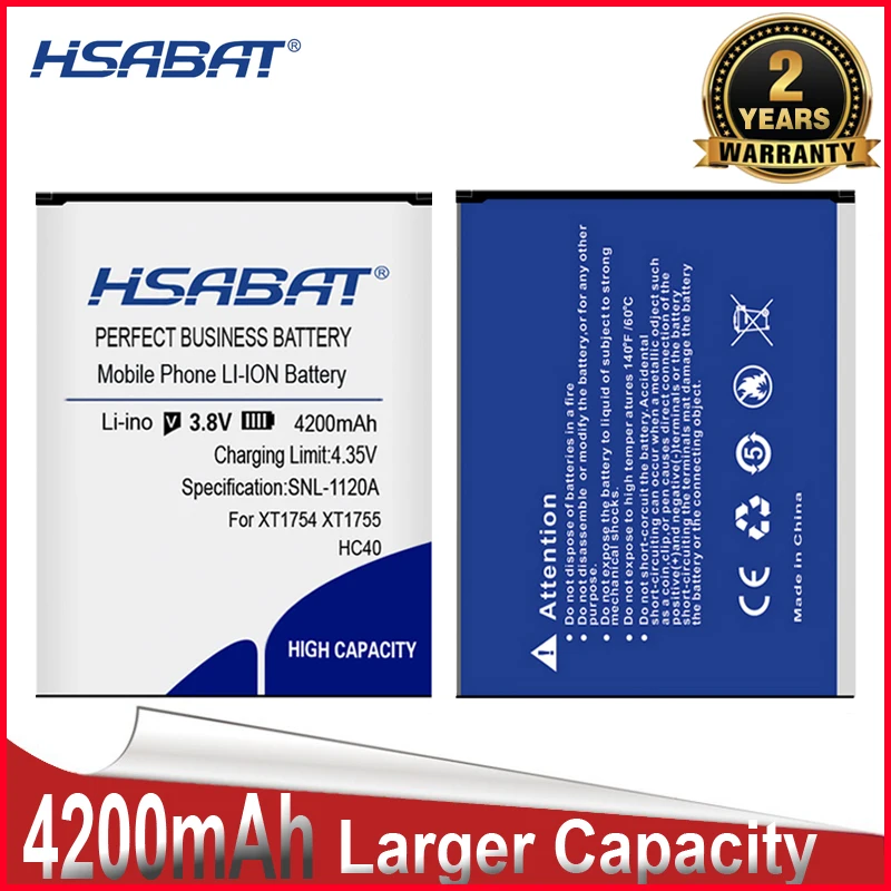 HSABAT 0 Цикл 4200 мАч HC40 Батарея для Motorola Moto XT1754 XT1755 XT1758 M2998 Высококачественный Аккумулятор Для Замены Телефона