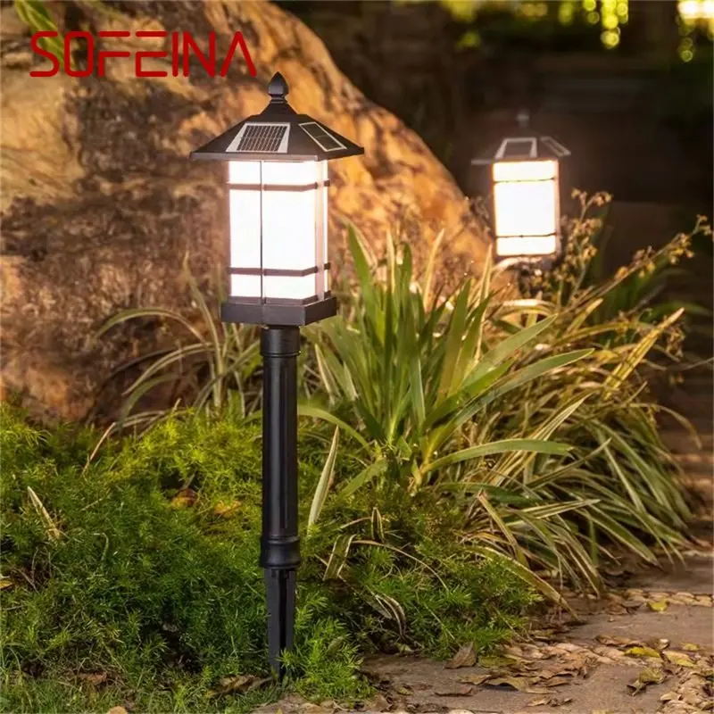 Классическая уличная лампа для лужайки SOFEINA, черный Светодиодный Водонепроницаемый Солнечный дом для украшения сада на дорожке виллы.