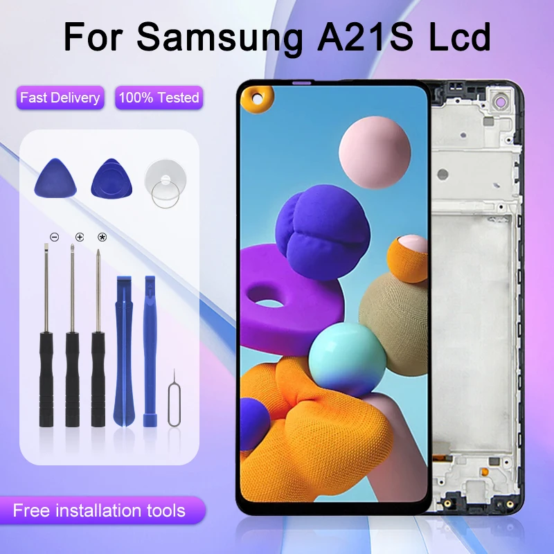 6,5-Дюймовый Дисплей A217 Для Samsung Galaxy A21S Lcd С Сенсорным Экраном Digitizer A217F В Сборе Замена Бесплатная Доставка С Рамкой