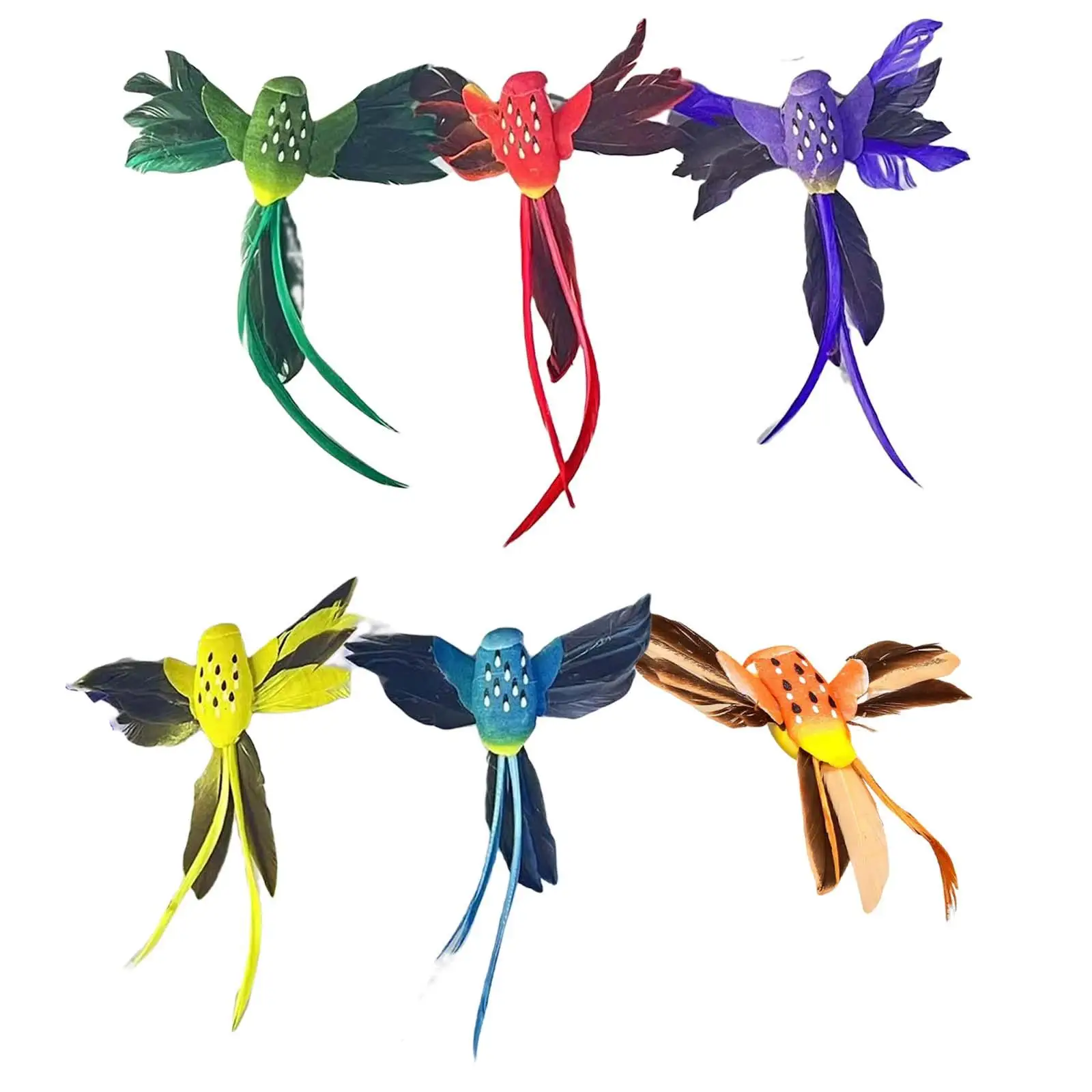 6шт Красочных реалистичных Статуэток садовых птиц Колибри с перьями ручной работы
