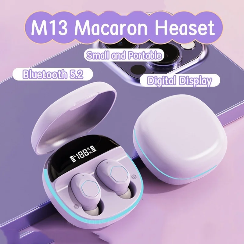 M13 НОВЫЕ беспроводные наушники TWS Bluetooth 5.2, наушники-вкладыши, стереонаушники Hi-Fi с микрофоном, водонепроницаемые затычки для ушей, басовая музыкальная гарнитура