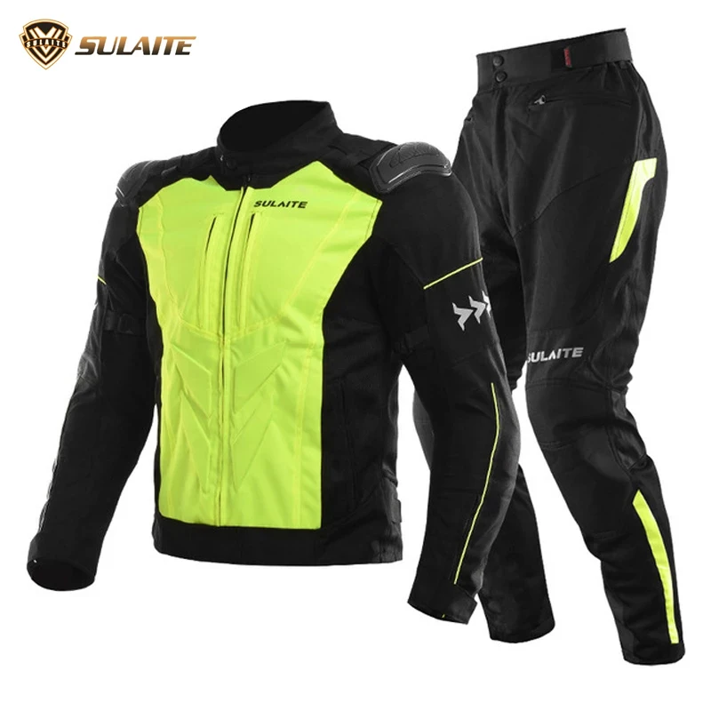 Мотоциклетная куртка SULAITE, брюки, летний стиль, куртки для езды на мотоцикле, защитное снаряжение, мотоодежда, гоночная одежда