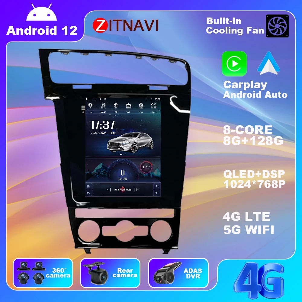 9,7-дюймовый Android 12 для Фольксваген Гольф 7 2014-2018 Автомобильный радиоприемник BT Навигация GPS Мультимедийный плеер AHD Видео стерео RDS 4G