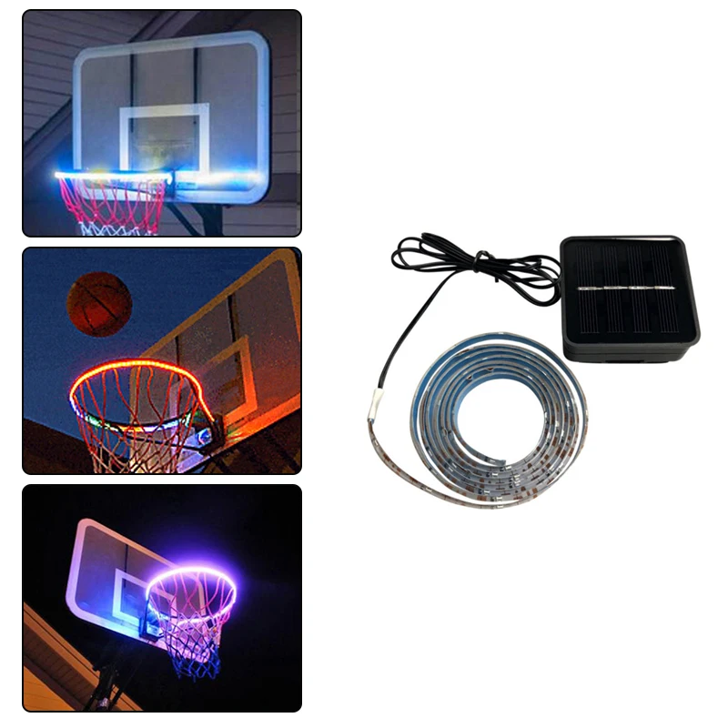 Светодиодное кольцо для баскетбола с солнечной подсветкой, играющее ночью, Крепление для баскетбольного бортика с подсветкой Помогает бросать мячи ночью, светодиодная лампа-лента