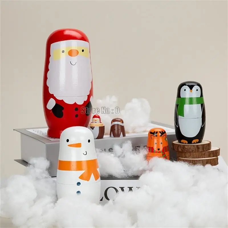5 Слоев матрешки с пингвином Санта-Клаусом, деревянного снеговика, русской игрушки-гнездышка для детей на День рождения, Рождество, Подарок на День защиты детей